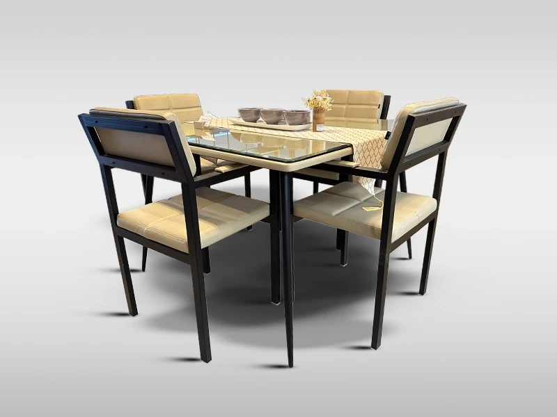 Padded Square Dinner Table Set (4 Seater)