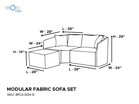 Modular fabric sofa set