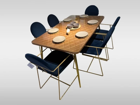 Padded Rectangle Dinner Table Set (6 Seater)