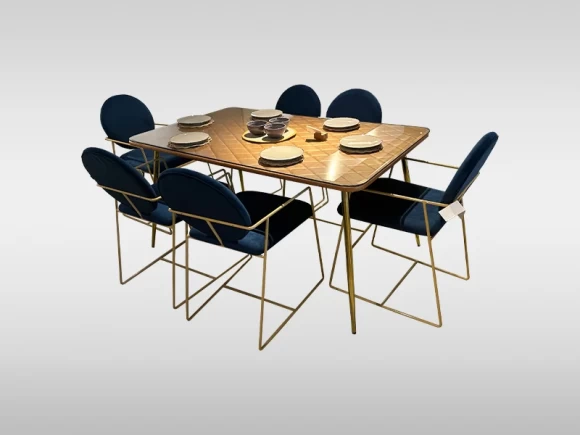 Padded Rectangle Dinner Table Set (6 Seater)