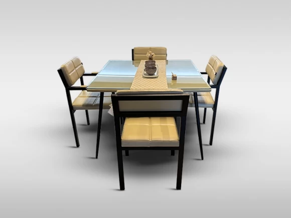 Padded Square Dinner Table Set (4 Seater)