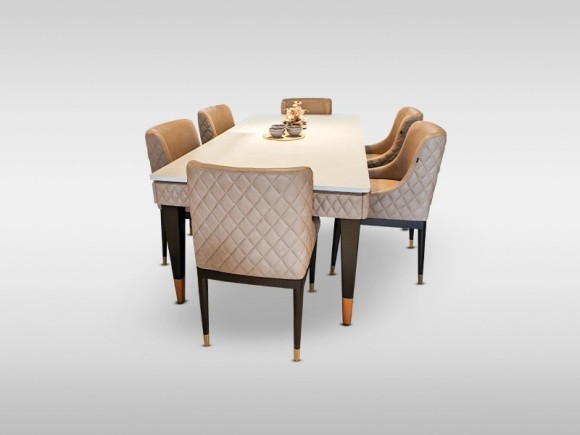 Side padding with HPL top Dining Set ( 8 Chair )