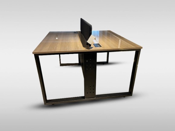 Evan Workstation table with Partition For 2 People With Uv Board